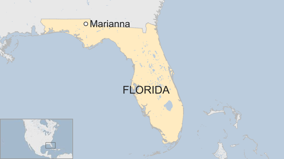 A map showing the town of Marianna, Florida