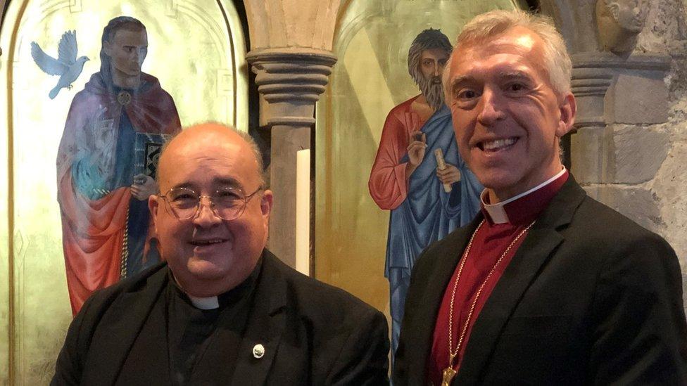 Dorrien Davies, left, and pictured with Archbishop Andrew John, has been picked as the new Bishop of St Davids