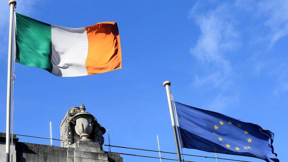 Irish and EU flags