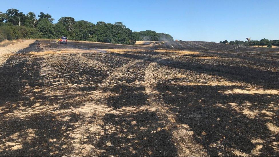 A field fire in Lower Sundon, Bedfordshire