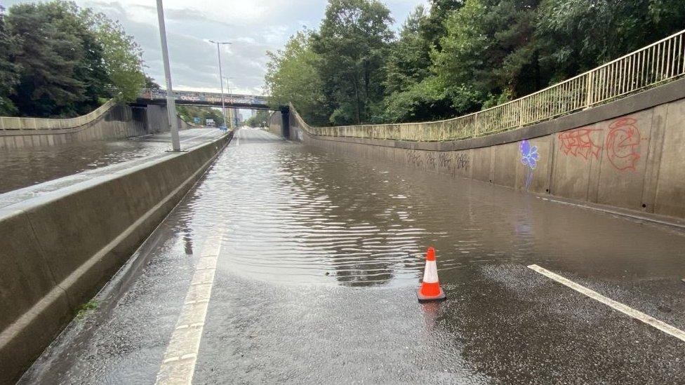 A very flooded road