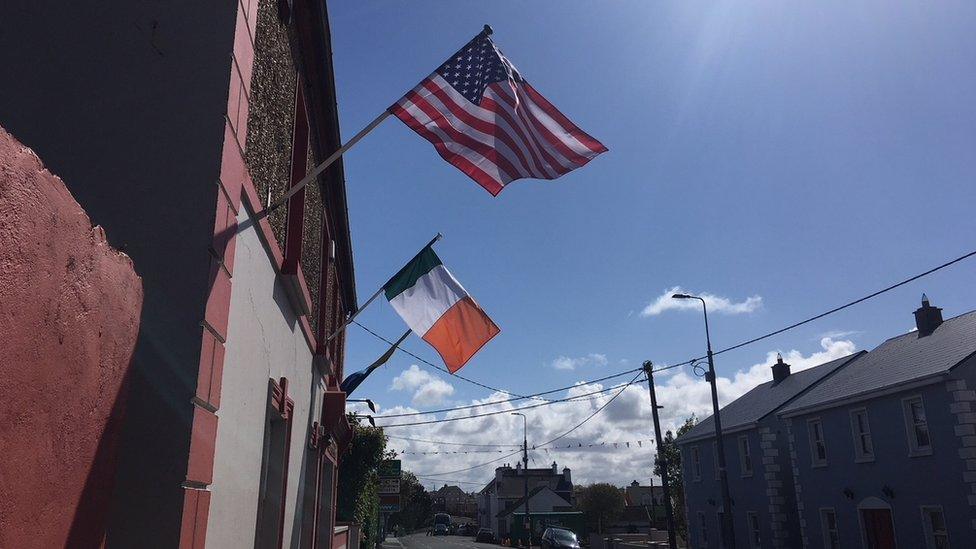 Doonbeg shops with US flag