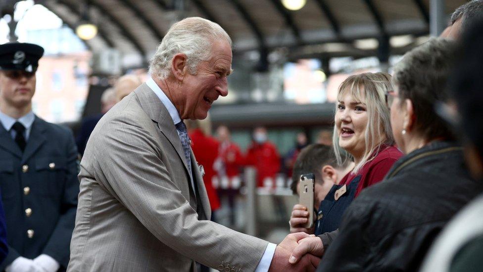 HRH Prince Charles arrives at Newcastle Central Station