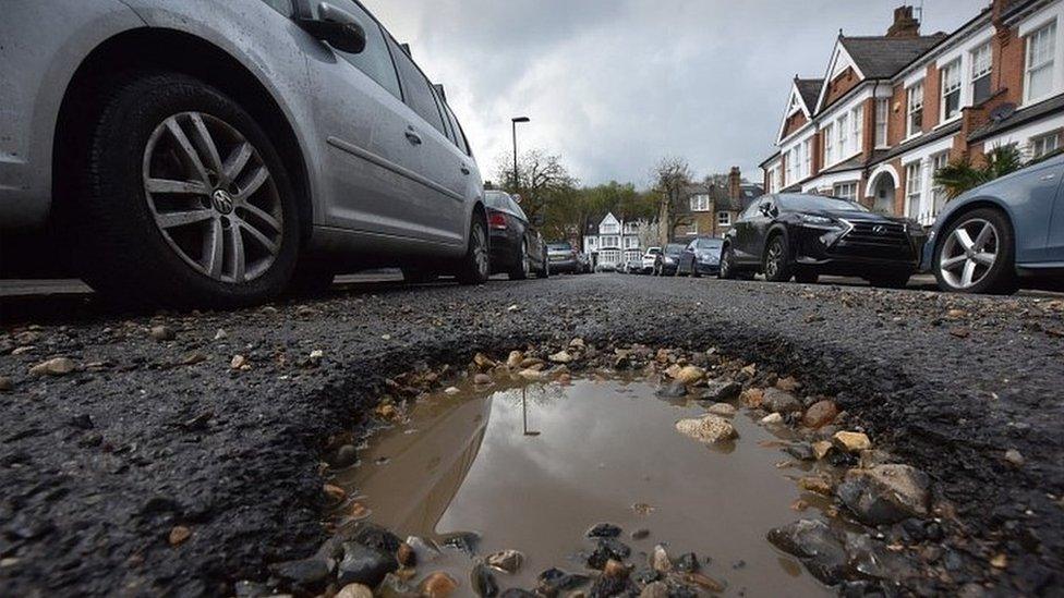 Pothole in London street