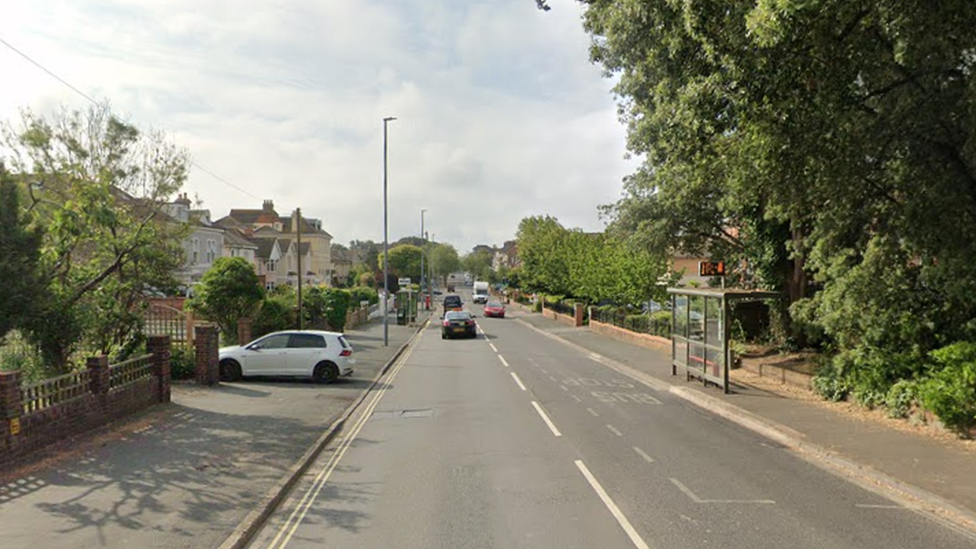 Dorchester Road, Weymouth, near the scene of the incident