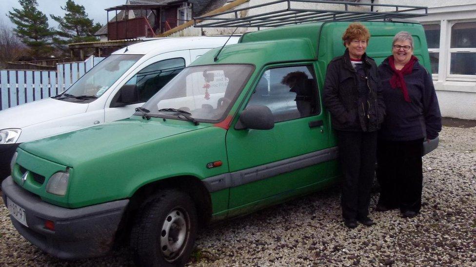 Kay Simpson and Anne MacAskill with their van