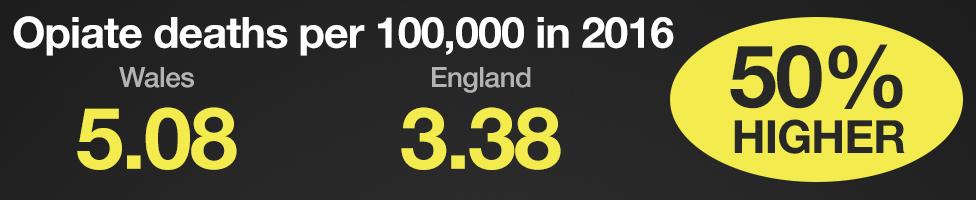 Graphic showing number of opiate related deaths