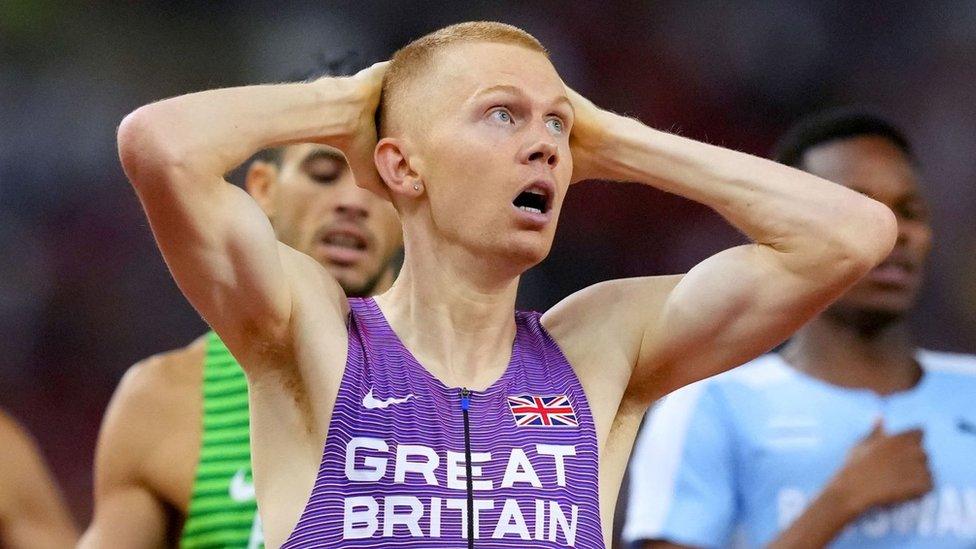 Britain's Ben Pattison reacts after winning world bronze