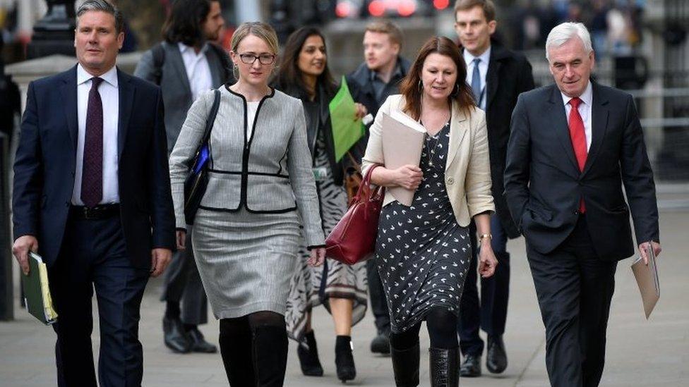 Shadow Brexit secretary Sir Keir Starmer, shadow business secretary Rebecca Long Bailey, shadow environment secretary Sue Hayman and shadow chancellor John McDonnell