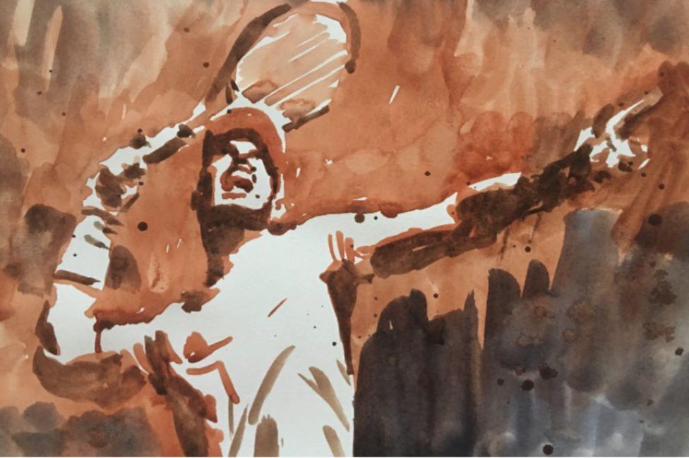 Artwork of Any Murray at Wimbledon by Jeremy Houghton