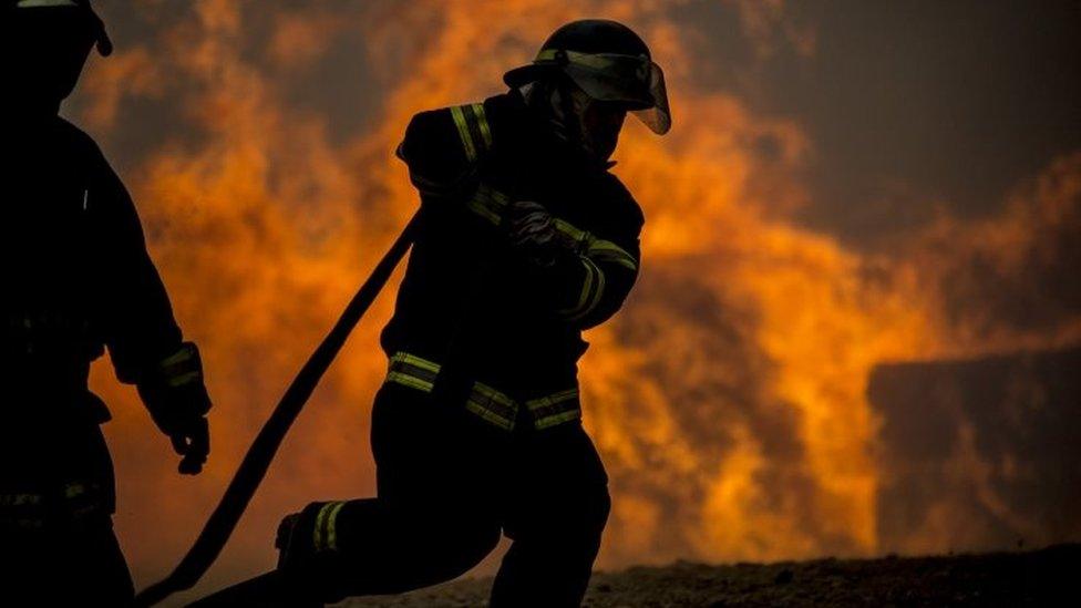 firefighters in Constitucion in southern Chile. 26 January 2017