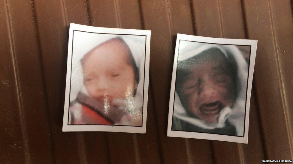 A photo of newborn twins who died at a public hospital in northern India