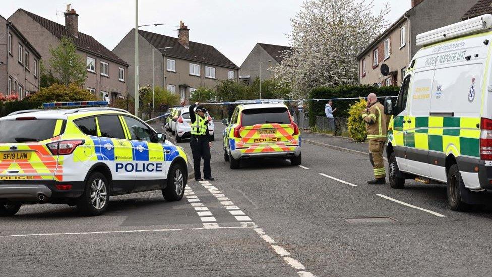 Emergency services at scene Campsie Road