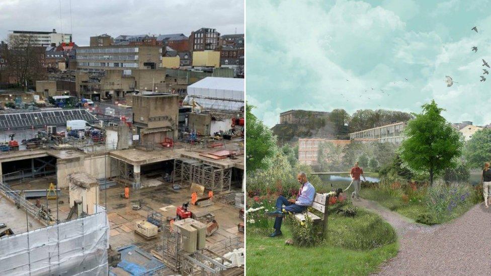 Before and proposed after shots of the Broadmarsh