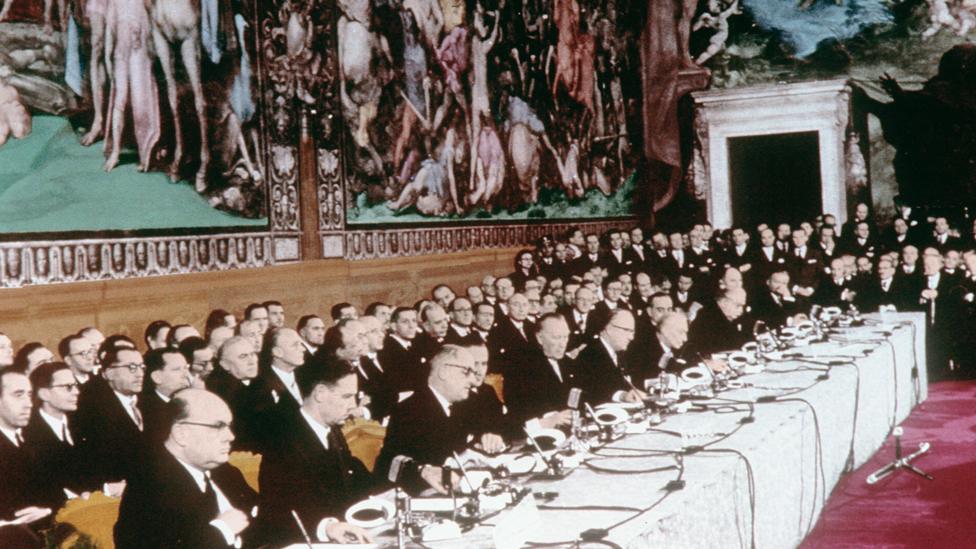 The signing of the Treaty of Rome in 1957 created the European Economic Community, the forerunner of the EU