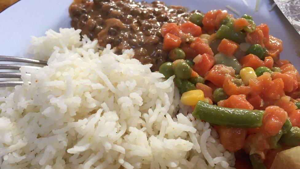 Lentils, vegetables and rice