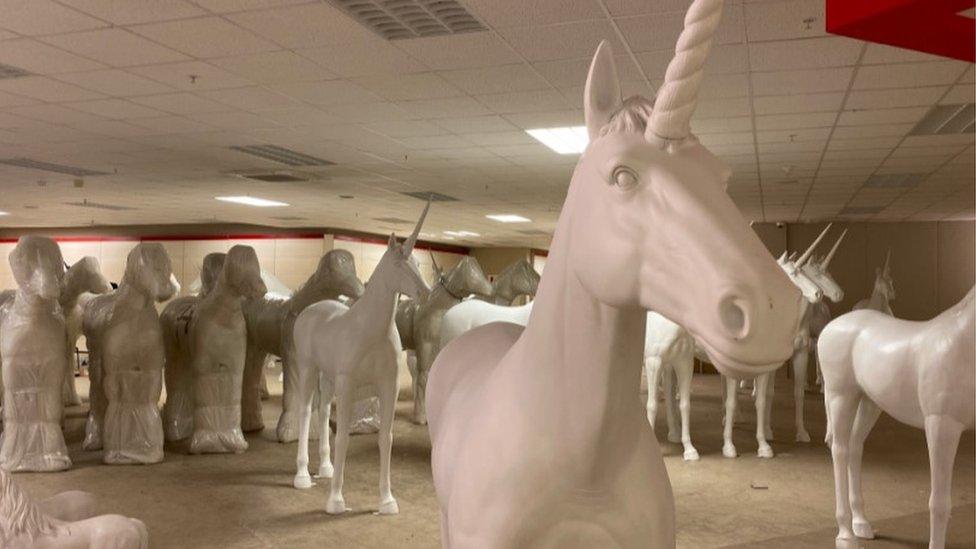 Unicorns being unwrapped ready to be painted.