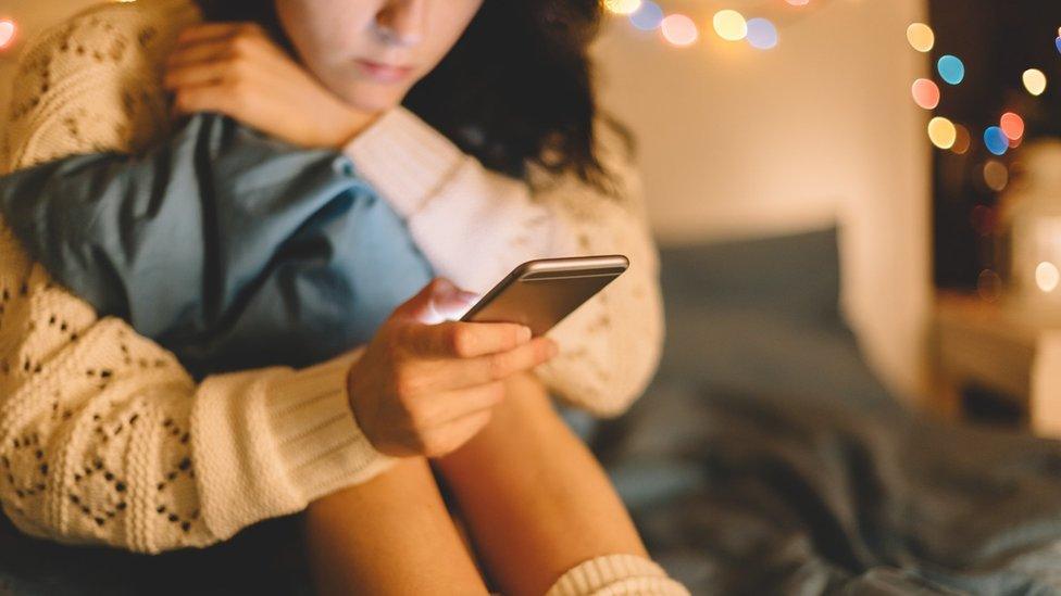 Girl using a smartphone