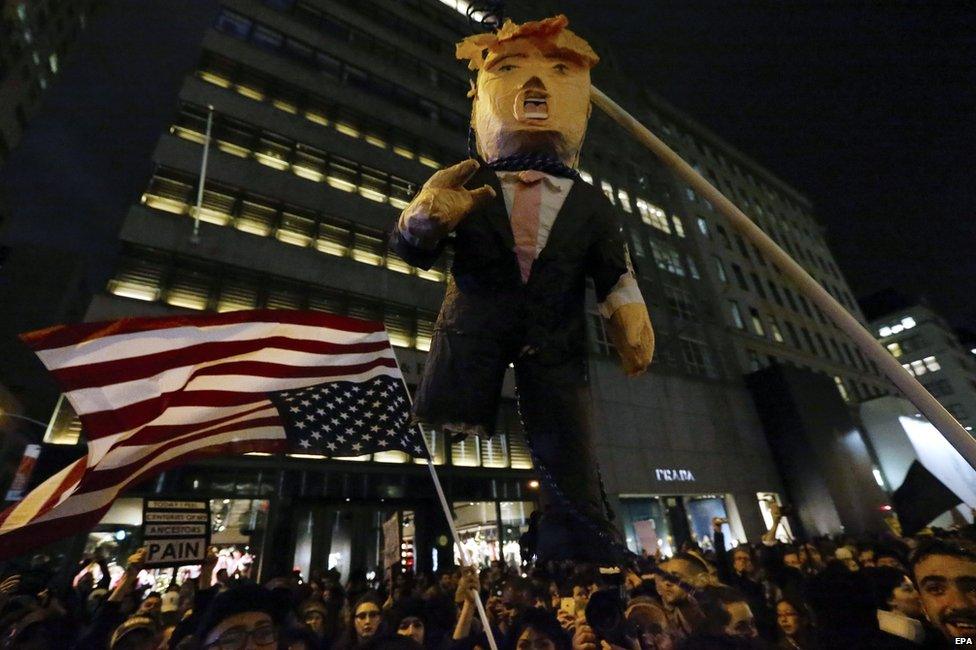 Protestors outside Trump Tower