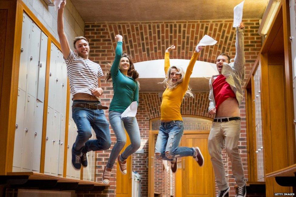 Students jumping in the air