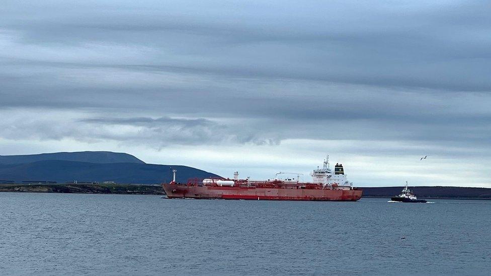 Tanker leaving Scapa Flow