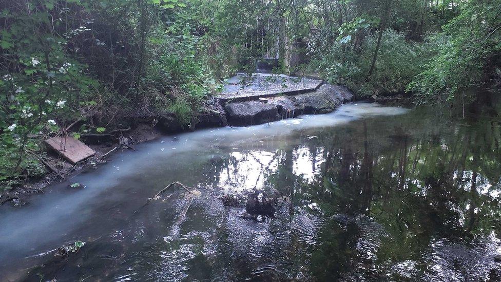 Stour Brook in Haverhill looking milky white