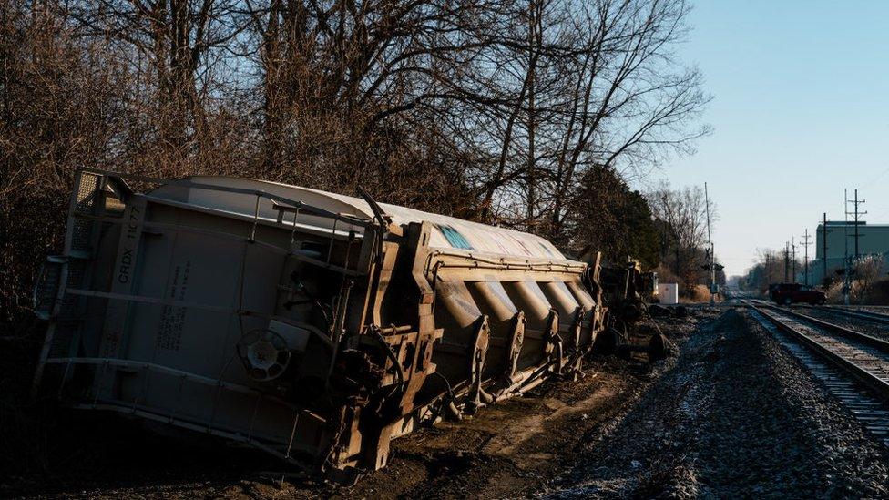 Derailed train