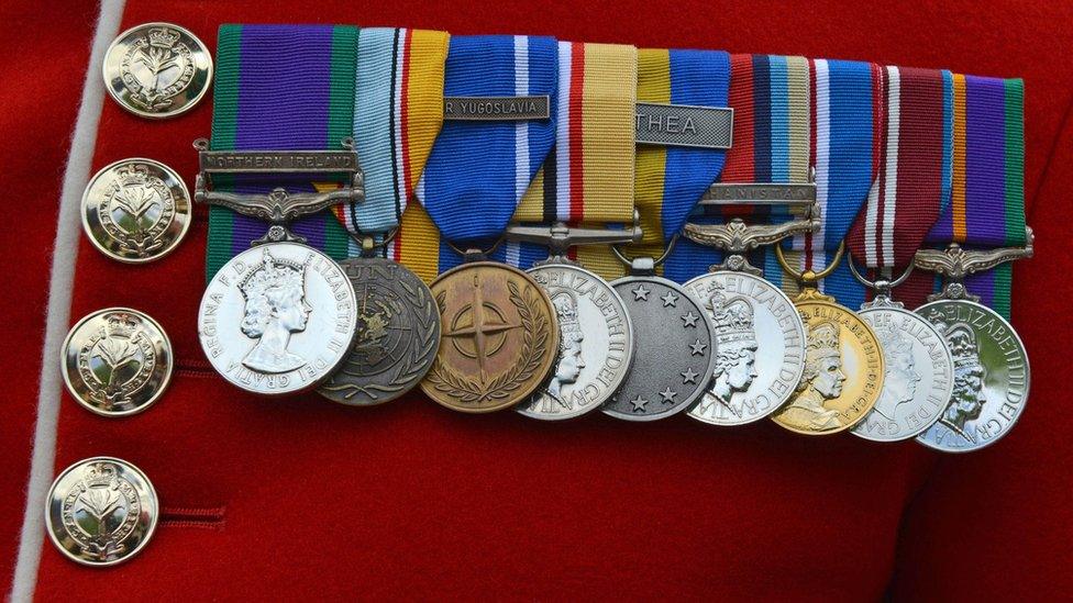 Medals worn by a Welsh Guardsman