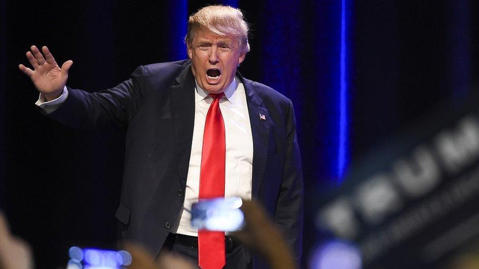 Donald Trump speaks at a rally in Las Vegas