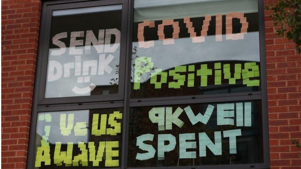 A window full of messages at Manchester Metropolitan University