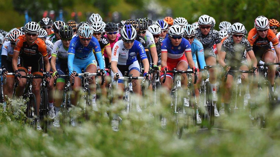 female peloton of riders