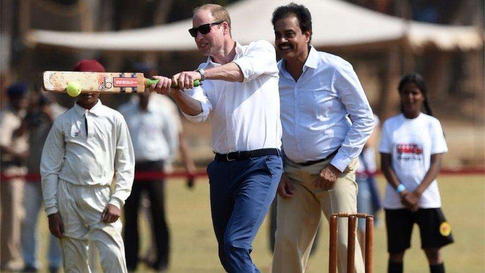 Prince William playing cricket in Mumbai