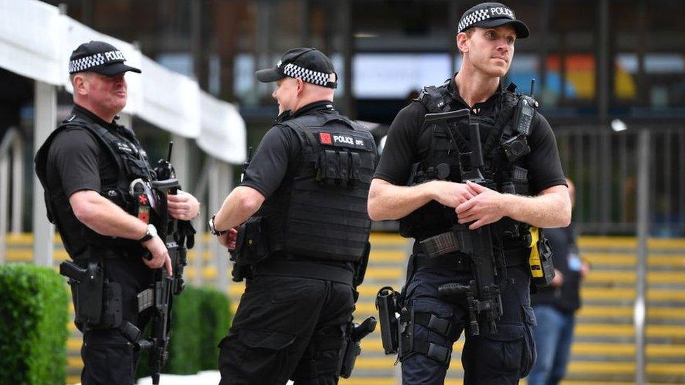 Armed police in Manchester in 2019