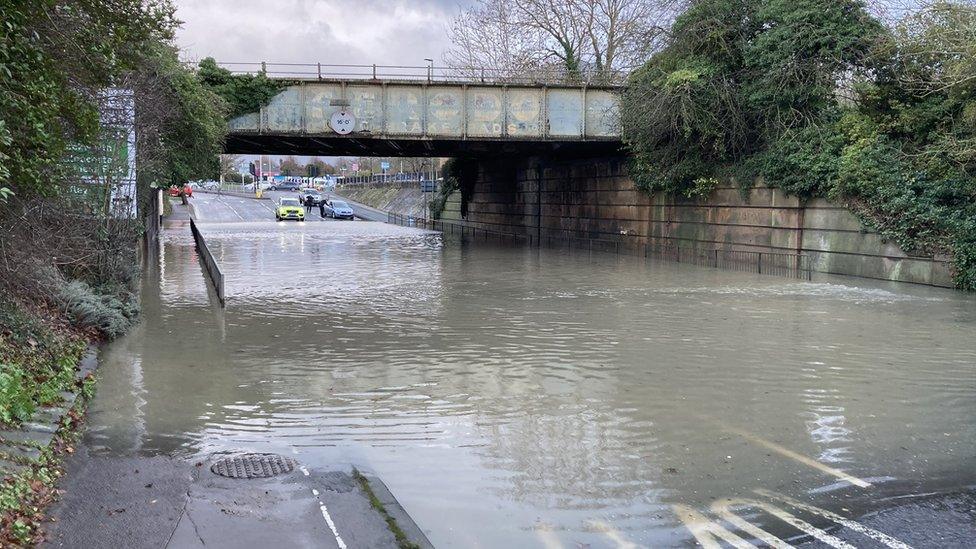 Water covering a road