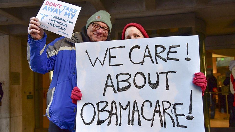 Demonstrators in Pennsylvania rallied against the repeal of the Affordable Care Act in December