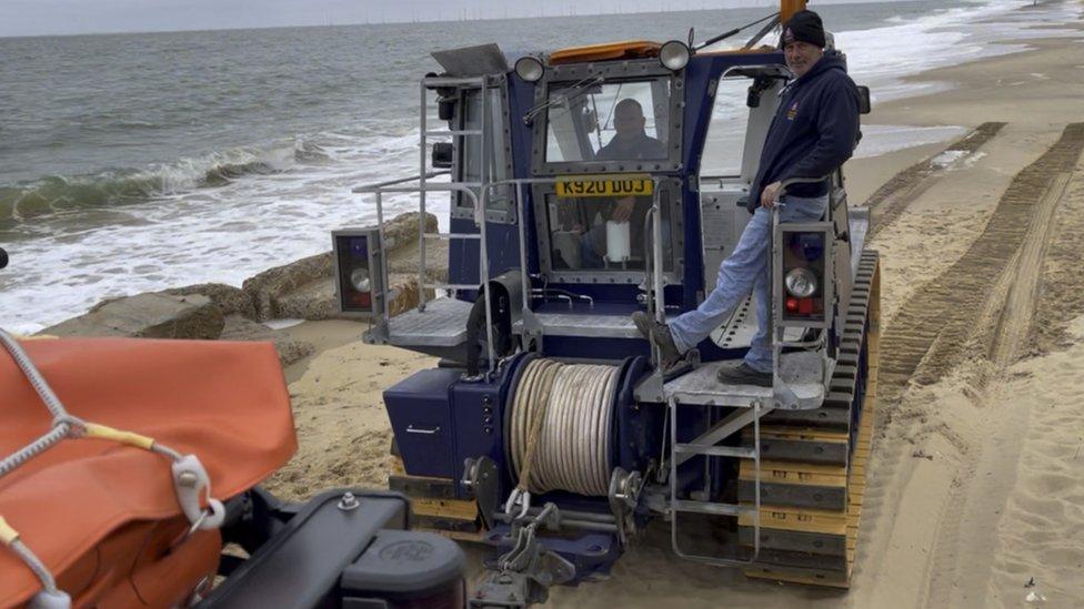 Lifeboat launcher on Norfolk beach