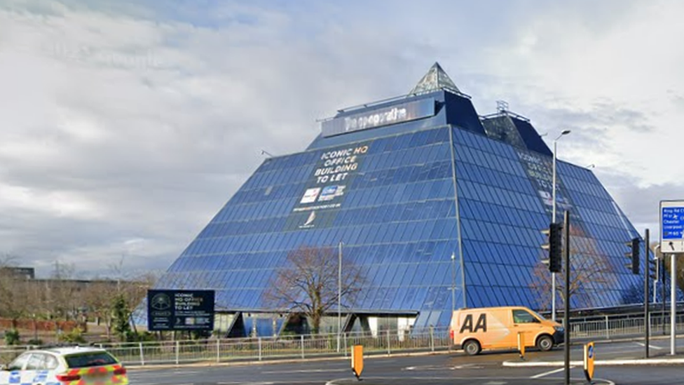 The landmark Pyramid building