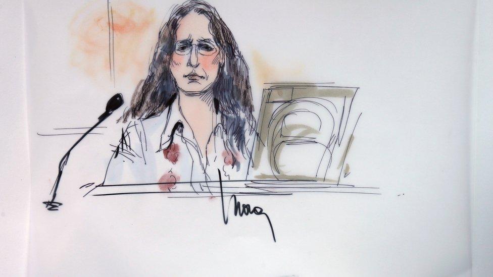 Janet Wolfe, sister of the late Randy California is shown sitting in federal court for a hearing in a lawsuit involving Led Zeppelin"s rock classic song "Stairway to Heaven" in this courtroom sketch in Los Angeles, California 14 June 2016.