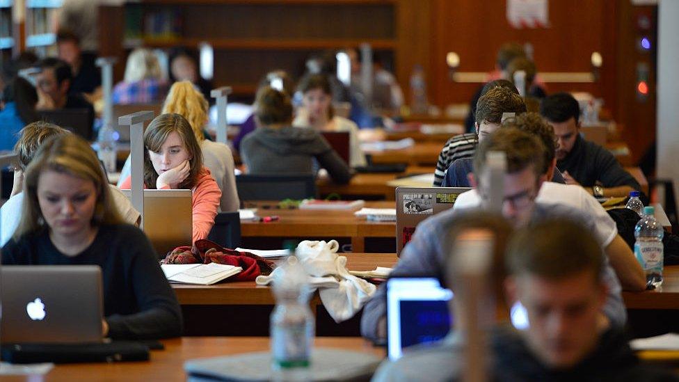 Students in a library