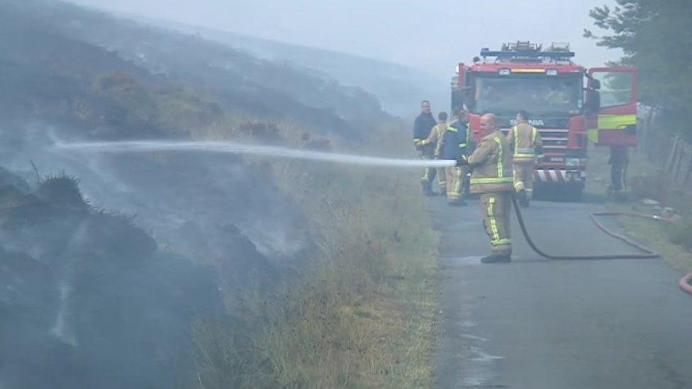 Firefighters tackling the blaze