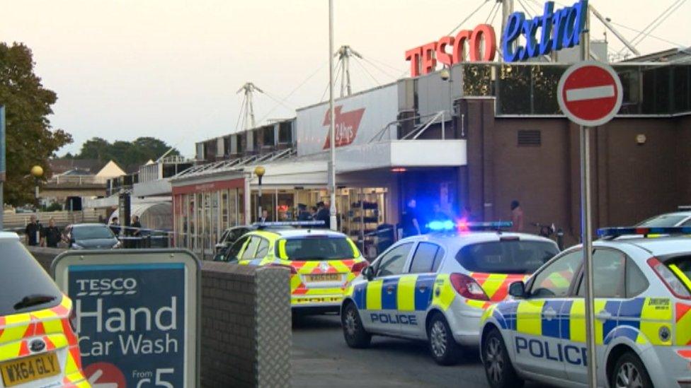 Police cars at Tesco