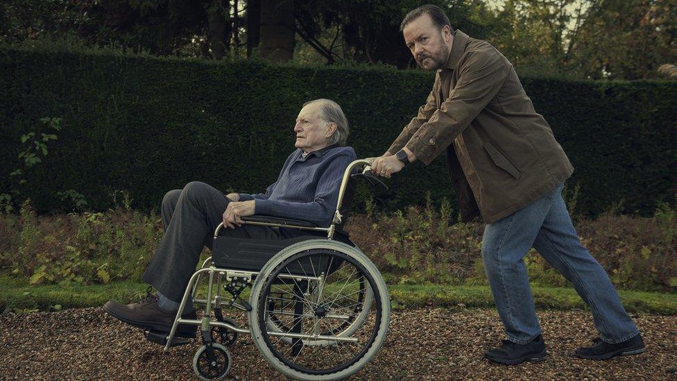 Tony takes his dad Ray (David Bradley) for a spin around the nursing home