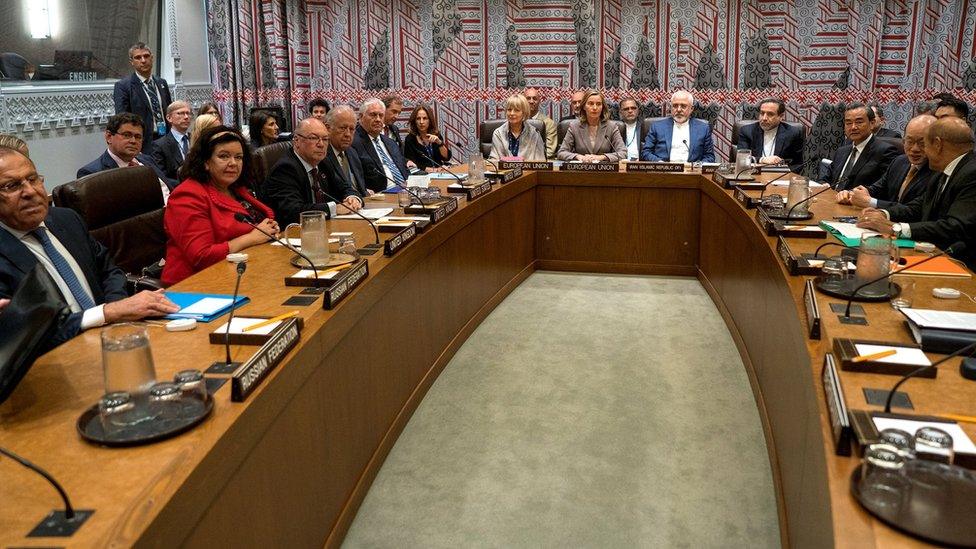 Foreign ministers and other delegates to the seven-party talks at the UN in New York - 20 September