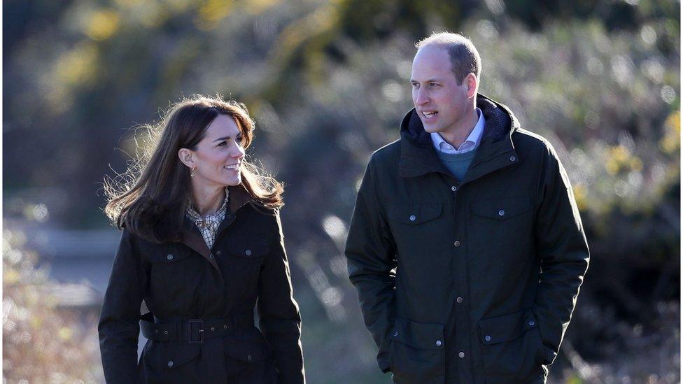 The Duke and Duchess of Cambridge walk along Howth Cliff, near Howth, north of Dublin