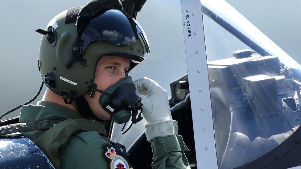 Prince William in the cockpit of a Chipmunk plane at RAF Coningsby