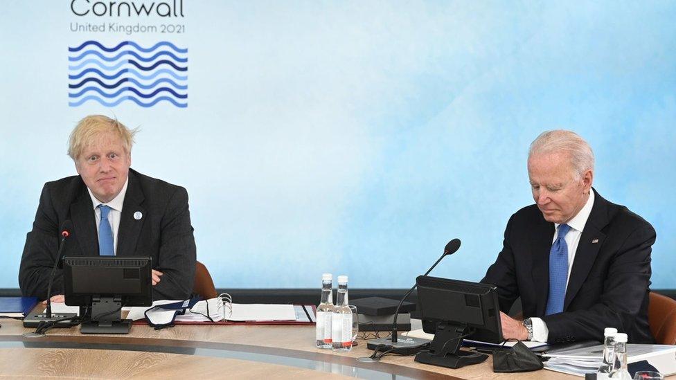 Prime Minister Boris Johnson and US President Joe Biden at G7 meeting in Carbis Bay, during the G7 summit in Cornwall