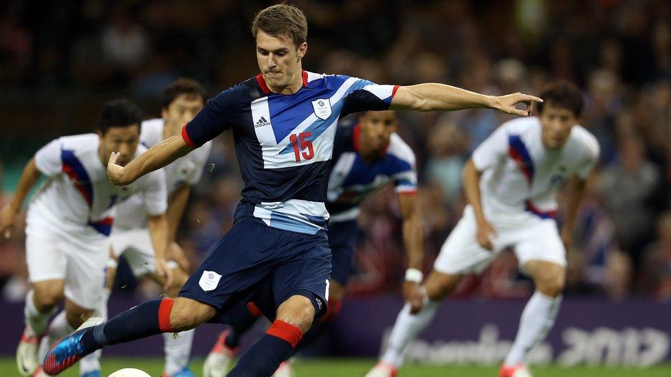 Ramsey playing for the first ever Great Britain football team at the 2012 Olympic Games.