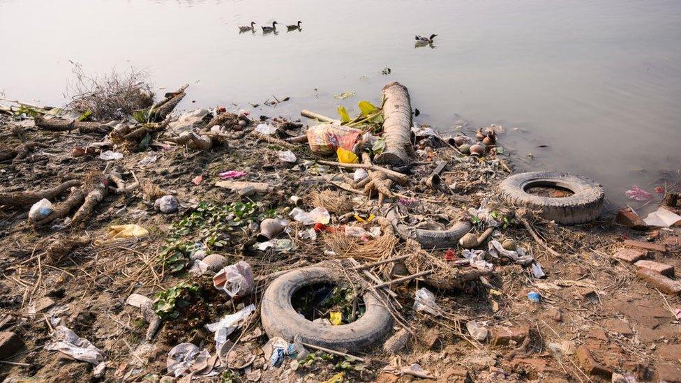 Uncontrolled excavation of the riverside soil has reduced the navigability of the Jalangi River