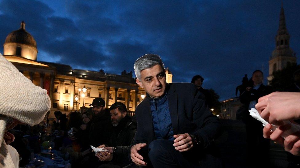 London mayor Sadiq Khan in Trafalgar Square event