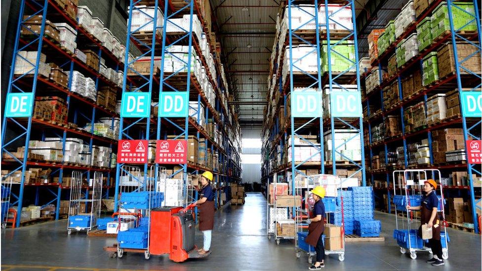 Warehouse of a local supermarket on September 24, 2020 in Lianyungang, Jiangsu Province of China